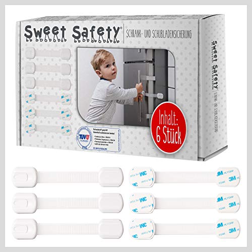 Sweet Safety® Baby Schubladensicherungen – Bombenfest – TÜV-geprüfte Kindersicherung für Möbel – 6 Stück